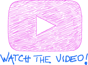 Hand Drawn Play Button Icon with the Text "Watch the Video!" Displayed Below